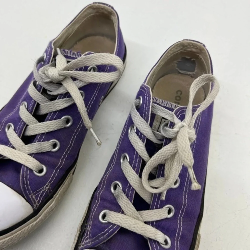 Converse All Star Purple Canvas Low Top lace up canvas Sneakers 337837f Youth 2
